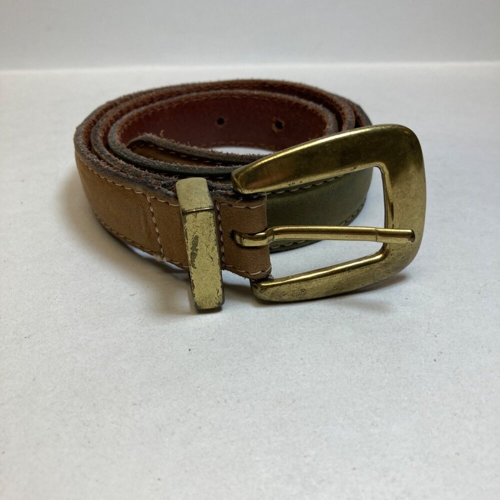 Vintage Fossil Leather Belt Boho Stitching Earth Tones Medium Western Worn 34"
